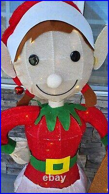 Outdoor Lit Led Girl Christmas Elf With List Outdoor Lit Led Girl Christmas Elf With List