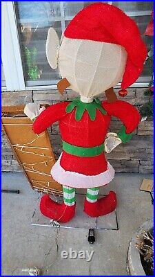 Outdoor Lit Led Girl Christmas Elf With List Outdoor Lit Led Girl Christmas Elf With List