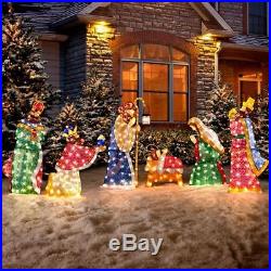 Outdoor Nativity Set Holy Family Scene Christmas Yard 6pc Lighted Decor