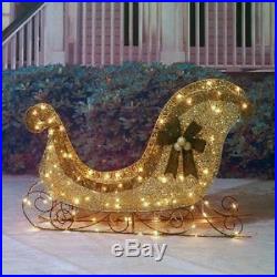 Outdoor Prelit Gold Christmas Santa’s Sleigh Yard Decor Holiday decor