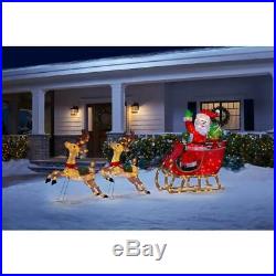 Outdoor Santa Reindeer Yard Decoration 8FT Tall Display Holiday Decor LED Lights