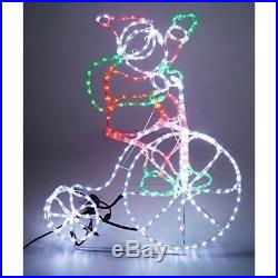 Outdoor Santa Rope Light Silhouette Bicycle Flashing Wheel LED Christmas Wall