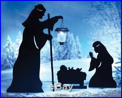 Outdoor Solar Christmas Decorations, Nativity Shadow with LED Lighted Lantern