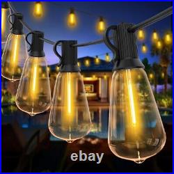 Outdoor Solar String Light 50ft LED ST38 Warm Edison Bulb Light Outdoor withRemote