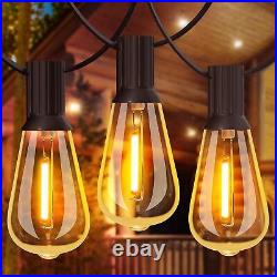 Outdoor Solar String Light 50ft LED ST38 Warm Edison Bulb Light Outdoor withRemote