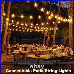 Outdoor Solar String Light 50ft LED ST38 Warm Edison Bulb Light Outdoor withRemote