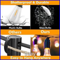 Outdoor Solar String Light 50ft LED ST38 Warm Edison Bulb Light Outdoor withRemote