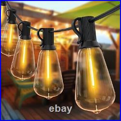 Outdoor Solar String Light 50ft LED ST38 Warm Edison Bulb Light Outdoor withRemote