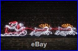 Outdoor Waving Santa With Reindeer And Sleigh Rope Light Silhouette