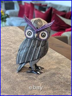 Owl Alebrije Figurine Hand Carved & Hand Painted Wooden Sculpture, Original