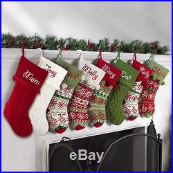 PERSONALIZED CHRISTMAS STOCKING Knit Personalize Holiday Gift Embroidered Name