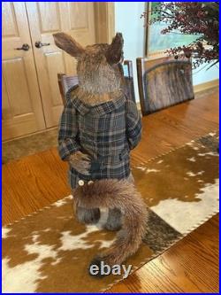 PIER 1 Sisal Staw Fox Wearing Plaid Jacket Retired HTF In Very Nice Condition
