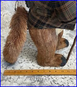 PIER 1 Sisal Staw Fox Wearing Plaid Jacket Retired HTF In Very Nice Condition