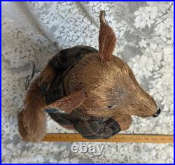 PIER 1 Sisal Staw Fox Wearing Plaid Jacket Retired HTF In Very Nice Condition