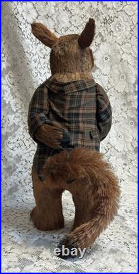 PIER 1 Sisal Staw Fox Wearing Plaid Jacket Retired HTF In Very Nice Condition