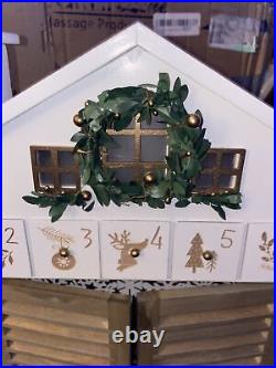 PIONEER-EFFORT Wooden Christmas Advent Calendar House with Blinds Style LED