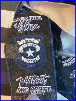POLICE WREATH, Back The Blue, Hometown Hero, Brave Protect and Serve Mesh decor