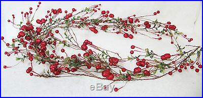 POSEABLE 34 SPARKLING RED BERRY GARLAND DECOR CHRISTMAS HOLIDAY TREE WREATH