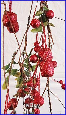 POSEABLE 34 SPARKLING RED BERRY GARLAND DECOR CHRISTMAS HOLIDAY TREE WREATH