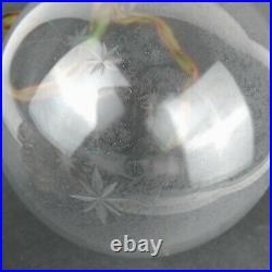 POTTERY BARN Etched Glass Ornaments Clear Snowflake 9.5/ 8/ 6 Huge 2002 RARE