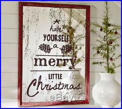 POTTERY BARN Have Yourself A Merry Little Christmas Framed Mirror, NEW IN BOX