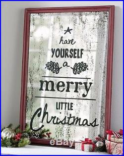 POTTERY BARN Have Yourself A Merry Little Christmas Wall Antiqued Mirror Decor