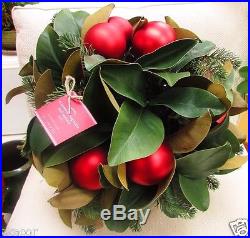 POTTERY BARN INDOOR/OUTDOOR ORNAMENT MAGNOLIA SPHERE BALL WINTER TOPIARY, NEW