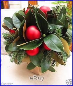 POTTERY BARN INDOOR/OUTDOOR ORNAMENT MAGNOLIA SPHERE BALL WINTER TOPIARY, NEW
