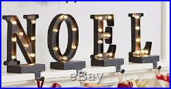 POTTERY BARN LIT BRONZE WORD STOCKING HOLDER NOEL