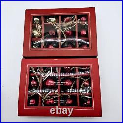 POTTERY BARN MERCURY GLASS 2 SETS OF 12 ORNAMENTS NEW IN BOX Red And Gold