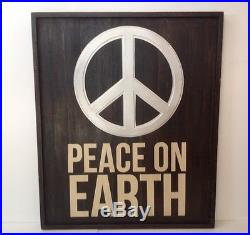 Pottery Barn Peace On Earth Sign Holiday Wall Art 30x36x2 Sold Out At Pb