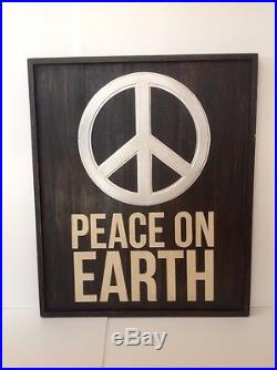 Pottery Barn Peace On Earth Sign Holiday Wall Art 30x36x2 Sold Out At Pb Rare