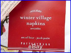 POTTERY BARN Winter Village Christmas Napkins, SET OF 4, NEW 3 SETS AVAILABLE