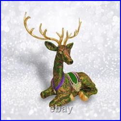 PRE-ORDER 19 Peacock Deer Laying Down Christmas Decor SHIPS 8/2025 NEW 2025
