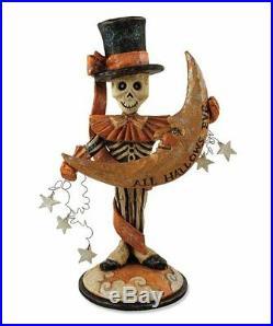PS2977 Skeleton with Moon Carving Bethany Lowe Halloween Decor Pam Schifferl