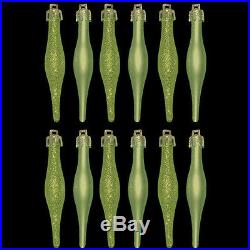 Pack of 12 Lime Green Mini Droplet Bauble Pendants Christmas Tree Decorations