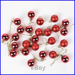 Pack of 24 Mini Miniature Small Shiny & Matte Christmas Tree Baubles Red