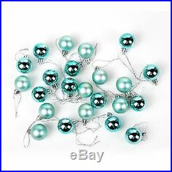 Pack of 24 Mini Miniature Small Shiny & Matte Christmas Tree Baubles Turquoise