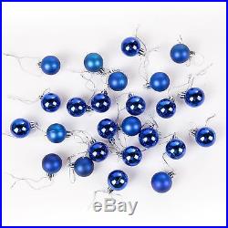 Pack of 25 Mini Miniature Small Shiny & Matte Christmas Tree Royal Blue Baubles