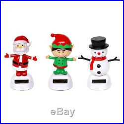 Pack of 3 Solar Powered Dancing Christmas Ornaments (Santa, Elf, Snowman)