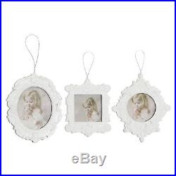 Pack of 3 White Photo Picture Frame Christmas Tree Pendants Decorations