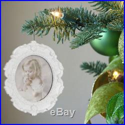 Pack of 6 Gold & White Photo Picture Frame Christmas Tree Pendants Decorations