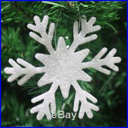 Pack of 6 White Foam Snowflake Christmas Tree Hanging Decoration