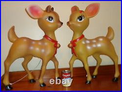 Pair Blow Mold Reindeer Fawn Deer Standing LED Christmas 23.5 Medium Light Up