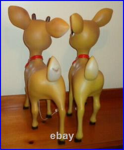 Pair Blow Mold Reindeer Fawn Deer Standing LED Christmas 23.5 Medium Light Up