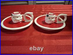 Pair Holt Howard Santa Candlestick Holders With Finger Ring Holder 1958 Japan
