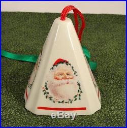Pair Jasco Ceramic Potpourri Holder Pyramid Christmas Ornaments Santa & Holly