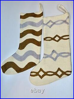 Pair Judy Ross Textiles Christmas Stockings, Cream White Gold And Silver Neutral