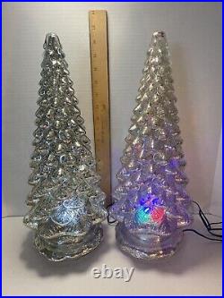 Pair Of Mercury Glass Kaleidoscope Lighted Christmas Tree Valerie Parr Hill 18
