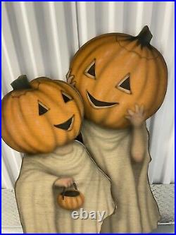 Pair of Bonnie Barrett Ghost Trick or Treat Dummy Boards Halloween Pumpkin Prop
